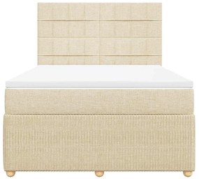 vidaXL Κρεβάτι Boxspring με Στρώμα Κρεμ 140x200 εκ. Υφασμάτινο