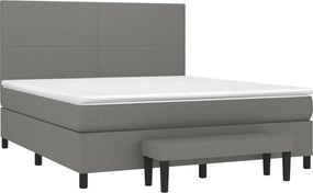 vidaXL Κρεβάτι Boxspring με Στρώμα Σκούρο Γκρι 180x200 εκ Υφασμάτιν