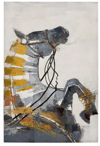 Κάδρο Horse Fylliana Μαύρο -Μπέζ -Γκρί χρώμα 120x3x80εκ.