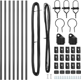 vidaXL Ενσωματωμένος Πόλος Φράχτη 7 pcs Γκρι