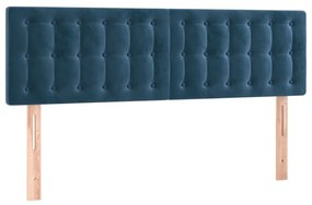 Κρεβάτι Boxspring με Στρώμα Σκούρο Μπλε 140x190 εκ. Βελούδινο - Μπλε