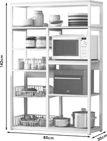 Ραφιέρα επιδαπέδια Leena pakoworld μέταλλο λευκό-φυσικό 80x30x142εκ