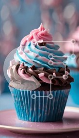 Intra Συλλεκτικό Ξύλινο Παζλ Plywood  4mm - Πολύχρωμο Cupcake με μπλε και ροζ πάγωμα Σε Ξύλινο Κουτί - Διαστάσεις: 10x10 cm – 25 κομμάτια