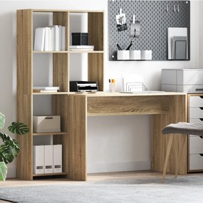 vidaXL Γραφείο Sonoma Δρυς 138.5 x 55 x 143 εκ Επεξεργασμένο ξύλο