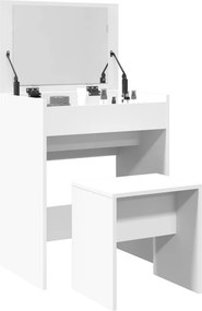 vidaXL Μπουντουάρ και Σκαμπό Λευκό 60 x 40 x 113,5 εκ.
