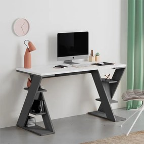 Γραφείο εργασίας Papillon Megapap χρώμα ανθρακί - λευκό 137x60x75εκ