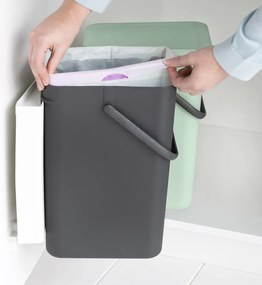 Brabantia Sort&Go ξεχωριστός κάδος 1005513, 2x12 l, Τοποθέτηση σε πόρτα ντουλαπιού κουζίνας, Γκρι/πράσινο