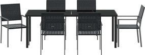 vidaXL Σέτ φαγητού για κήπο 7 pcs Μαύρο Ράτα PE