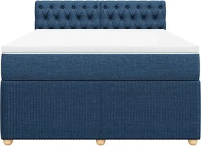 vidaXL Κρεβάτι Boxspring με Στρώμα Μπλε 160x200 εκ. Υφασμάτινο