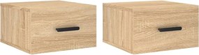 vidaXL Κομοδίνα Επιτοίχια 2 τεμ. Sonoma Δρυς 35 x 35 x 20 εκ.