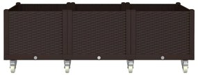 vidaXL Ζαρντινιέρα Κήπου με Ροδάκια Καφέ 150x80x54εκ. Πολυπροπυλένιο