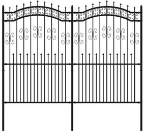 vidaXL Φράχτης Κήπου με Κορυφή Δόρυ Μαύρος 240x175 εκ. Ατσάλι με Ηλεκτροστατική Βαφή