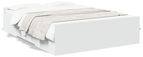 vidaXL Πλαίσιο Κρεβατιού με Συρτάρια Λευκό 120x190 εκ Επεξεργ. Ξύλο