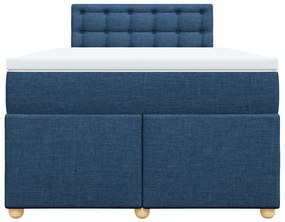 Κρεβάτι Boxspring με Στρώμα Μπλε 120x200 εκ. Υφασμάτινο - Μπλε