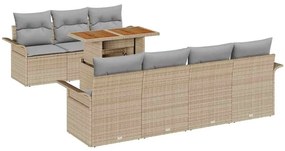 vidaXL Σετ Καναπέ Κήπου με αποθήκευση 8 pcs Μπεζ Πολυ ράταν