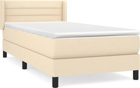 vidaXL Κρεβάτι Boxspring με Στρώμα Κρεμ 90x190 εκ.Υφασμάτινο