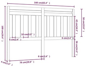 Κεφαλάρι Κρεβατιού Μαύρο 166 x 4 x 100 εκ. Μασίφ Ξύλο Πεύκου - Μαύρο