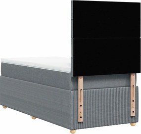 vidaXL Κρεβάτι Boxspring με Στρώμα Ανοιχτό Γκρι 90x190 εκ. Υφασμάτινο