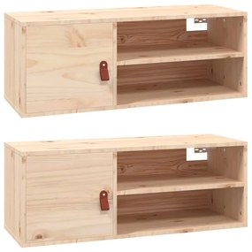 vidaXL Ντουλάπια Τοίχου 2 τεμ. 80x30x30εκ. από Μασίφ Ξύλο Πεύκου