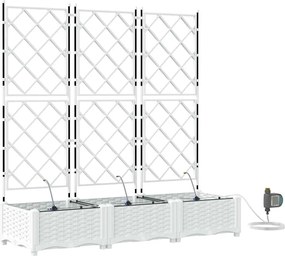 vidaXL Γλάστρα Κήπου 3 τμχ. Λευκό 120 x 40 x 126 cm PP