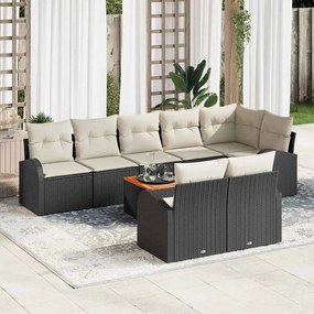vidaXL Σετ Καναπέ Κήπου 9 pcs Μαύρο Πολυ ράταν