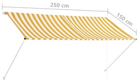 Τέντα Συρόμενη Κίτρινο / Λευκό 250 x 150 εκ. - Κίτρινο