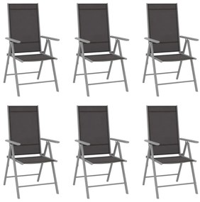 312183 vidaXL Καρέκλες Κήπου Πτυσσόμενες 6 τεμ. Μαύρες από Textilene Μαύρο, 1 Τεμάχιο