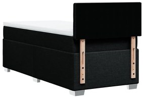vidaXL Κρεβάτι Boxspring με Στρώμα Μαύρο 90x190 εκ.Υφασμάτινο