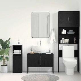 vidaXL Ντουλάπι νιπτήρα μπάνιου με ράφι Μαύρη δρυς 80 x 30 x 60 cm