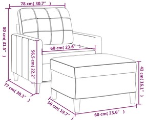 vidaXL Πολυθρόνα Κρεμ 60 εκ. Υφασμάτινη με Υποπόδιο