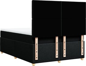 vidaXL Κρεβάτι Boxspring με Στρώμα Μαύρο 140x200 εκ. Υφασμάτινο