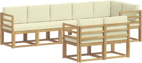 vidaXL Σειρά Καναπέ Εξωτερικού 8 pcs Λευκό και Κρεμ Πολυεστέρας