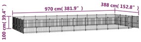 vidaXL Κλουβί Σκύλου Εξωτερικού Χώρου 37,64 μ² από Ατσάλι