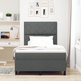 vidaXL Κρεβάτι Box Spring με Στρώμα Σκούρου Γκρι 120x200 εκ Ύφασμα