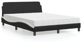 Κρεβάτι με Στρώμα Μαύρο/Λευκό 140x190 εκ. από Συνθετικό Δέρμα - Μαύρο