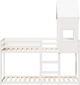 vidaXL Κουκέτα με Οροφή Λευκό 75x190 εκ. από Μασίφ Ξύλο Πεύκου