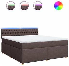 vidaXL Κρεβάτι Boxspring με Στρώμα Σκούρο Καφέ 180x200 εκ Υφασμάτινο