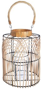 Φανάρι ArteLibre Φυσικό/Μαύρο Rattan/Μέταλλο 33cm-05160669