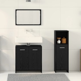 vidaXL Σετ Επίπλων Μπάνιου  3 Τεμαχίων Μαύρη Βελανιδιά Επεξεργασμένο Ξύλο