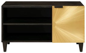 vidaXL Ντουλάπι TV Μαύρο και Χρυσό 80 x 33 x 46 εκ Μασίφ ξύλο μάνγκο