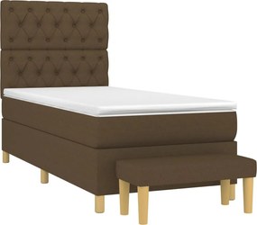 vidaXL Κρεβάτι Boxspring με Στρώμα Σκούρο Καφέ 80x200 εκ. Υφασμάτινο