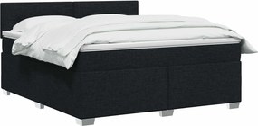 vidaXL Κρεβάτι Box Spring με Στρώμα και LED Μαύρο 180 x 200 cm Ύφασμα