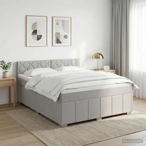 vidaXL Κρεβάτι box spring με στρώμα Ανοιχτό γκρι 140 x 190 cm Ύφασμα