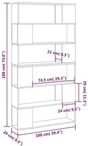 Βιβλιοθήκη/Διαχωριστικό Χώρου Μαύρο 100 x 24 x 188 εκ. - Μαύρο