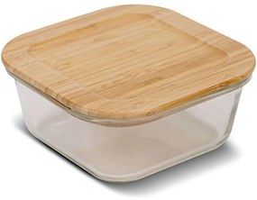 Φαγητοδοχείο Arizona 10-143-213 17,8x17,8x8,8cm 1400ml Natural-Clear Nava Wood, Glass