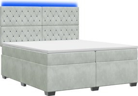 vidaXL Κρεβάτι box spring με στρώμα Ανοιχτό γκρι 200 x 200 cm Βελούδο
