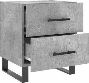 vidaXL Κομοδίνα 2 τεμ. Γκρι Σκυροδεμ. 40 x 35 x 47,5 εκ. Επεξεργ. Ξύλο