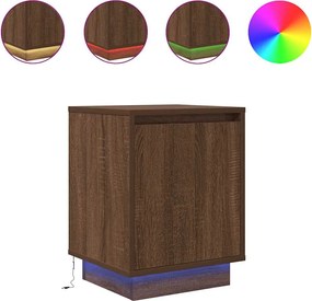 vidaXL Κομοδίνο με φώτα LED καφέ δρυς 38x34x50 cm