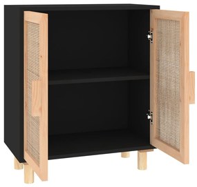 vidaXL Ντουλάπι Μαύρο 60 x 30 x 70 εκ. από Μασίφ Πεύκο &amp; Φυσικό Ρατάν
