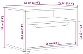 ντουλάπι τηλεόρασης "VISNES" Μαύρο 60x40x38 cm Ξύλινη κατασκευή - Μαύρο